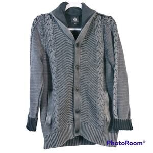 Rock & Republic Black Cardigan Sweater Button Front Size Small